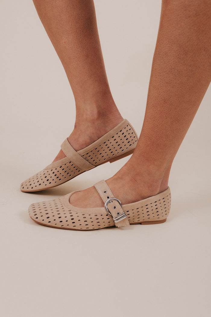 dolce vita suede perforated buckle ballet flats side 2