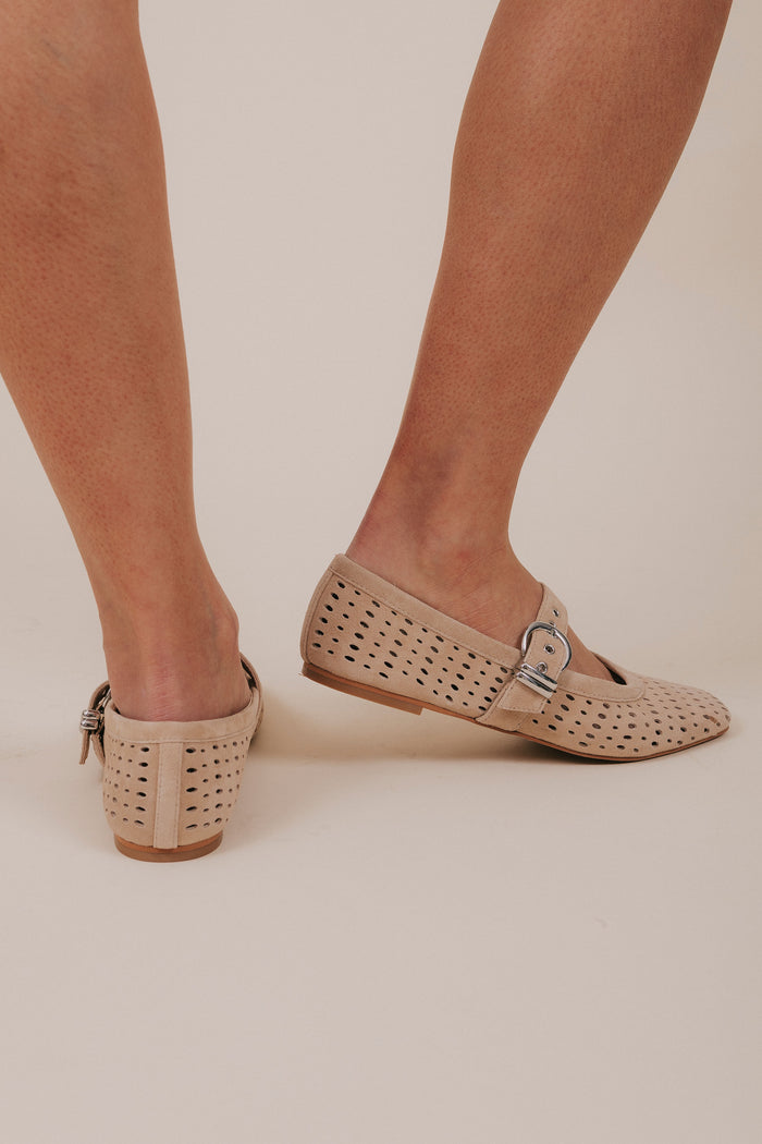 dolce vita suede perforated buckle ballet flats back