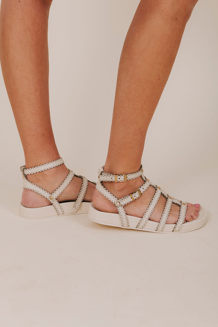 cream scalloped gladiator sandal side