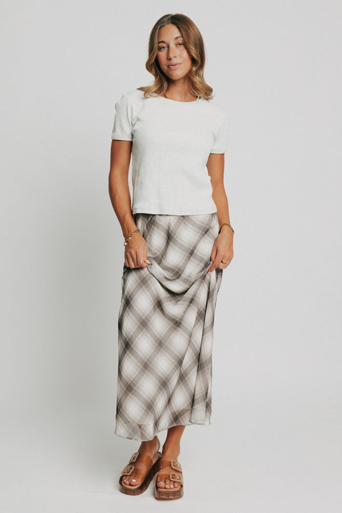 plaid maxi skirt with sheer overlay full