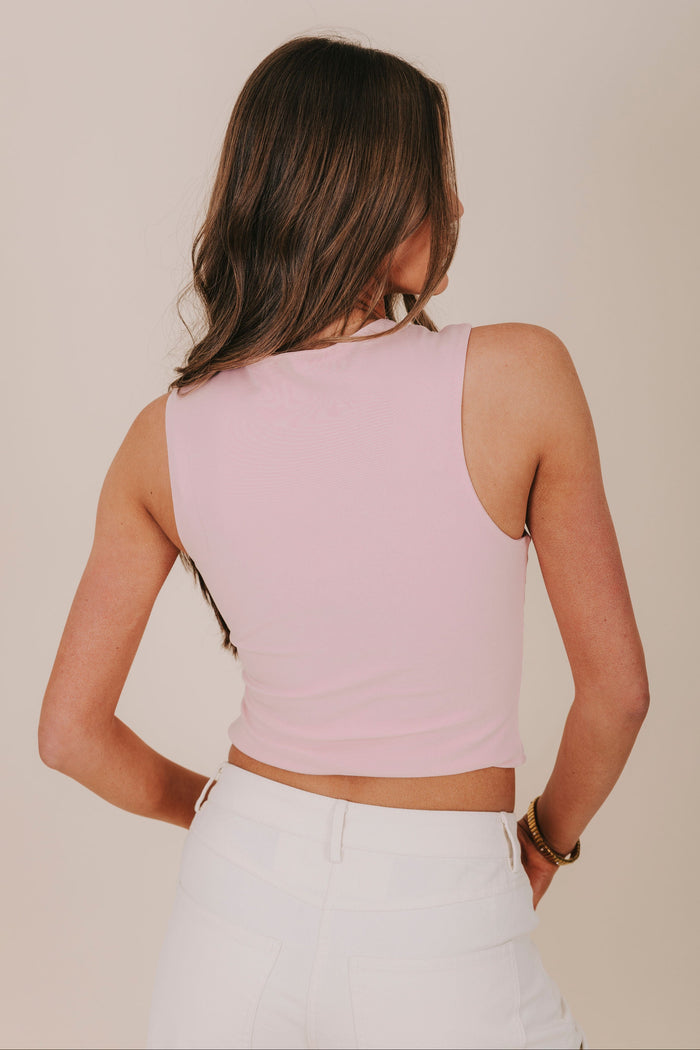 pink double layer tank top back