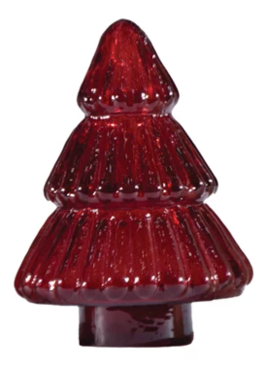 Mercury glass tree decoration in red