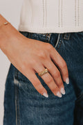 gold ring with diamond design