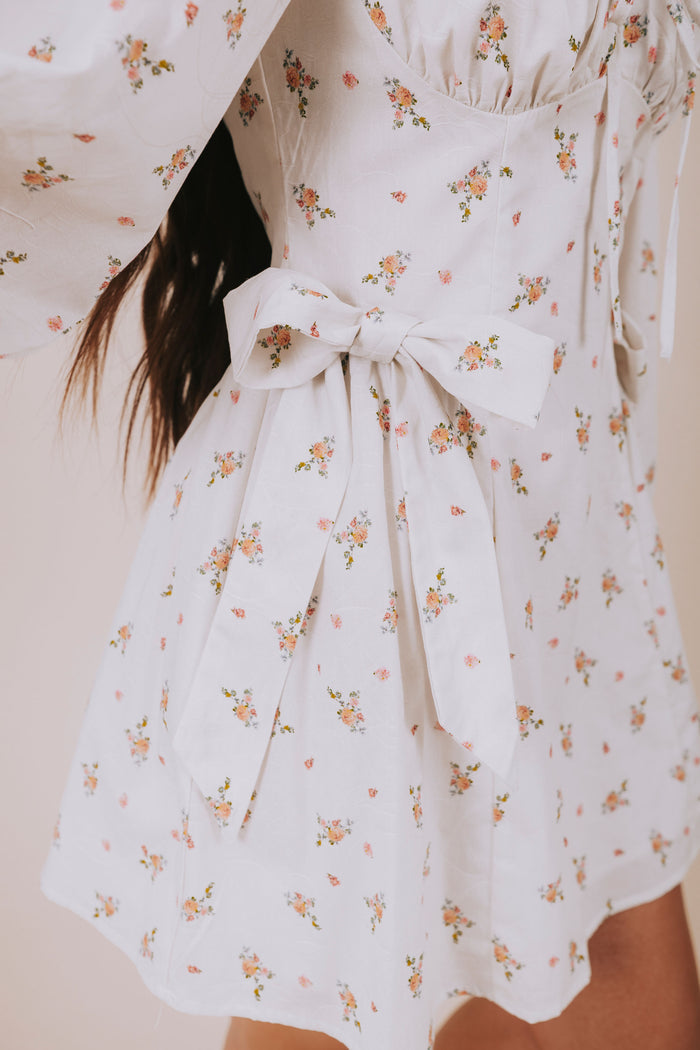 floral mini dress with bow