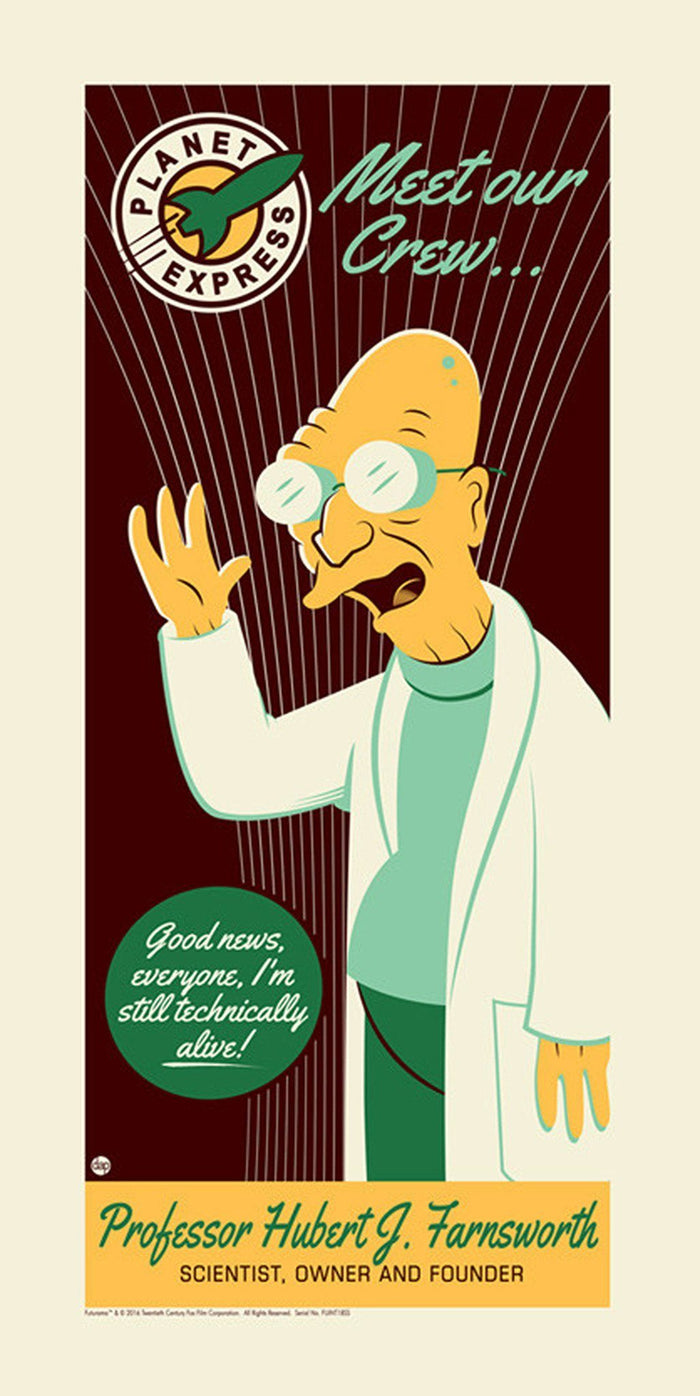 Futurama - Fansworth by Dave Perillo; silk screen limited edition art on paper