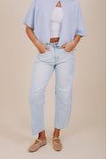 flying monkey light wash barrel jeans front