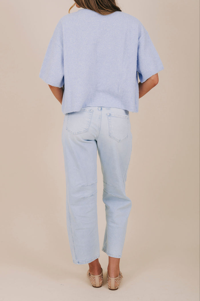 flying monkey light wash barrel jeans back