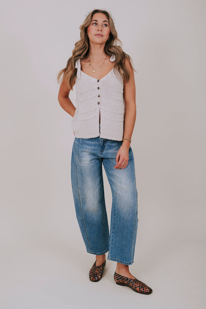 cream knit tie strap top full