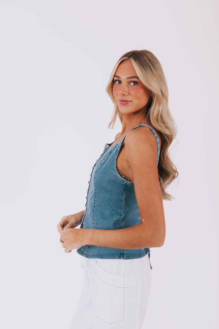 FREE PEOPLE - A Moment In Time Denim Vest by Free People