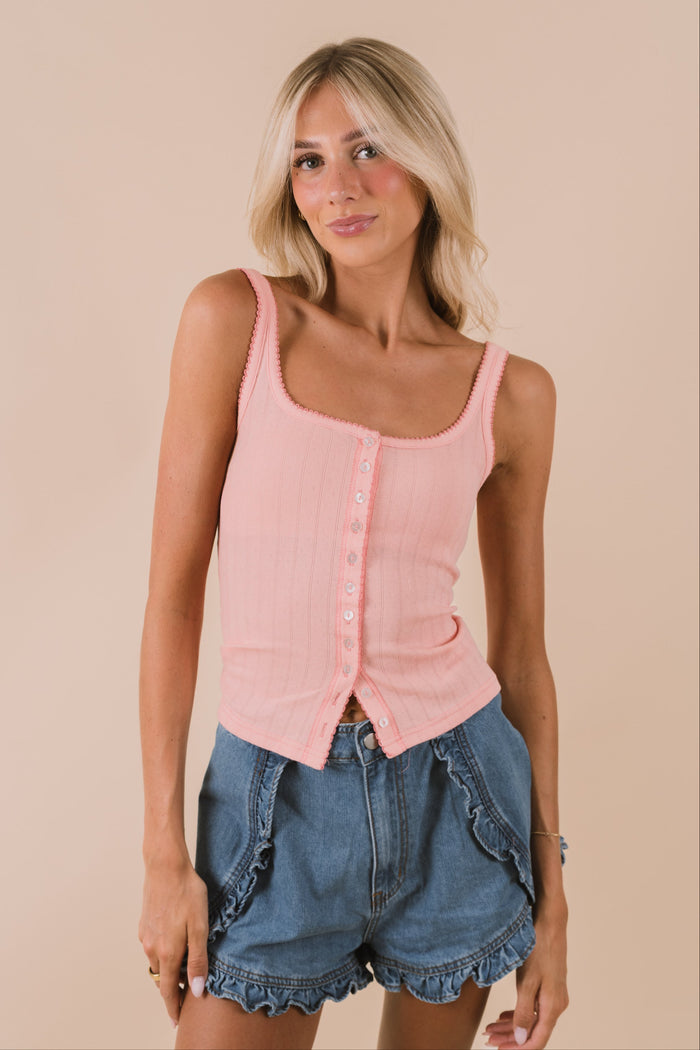 FREE PEOPLE - End Game Pointelle Tank by Free People in Blossom