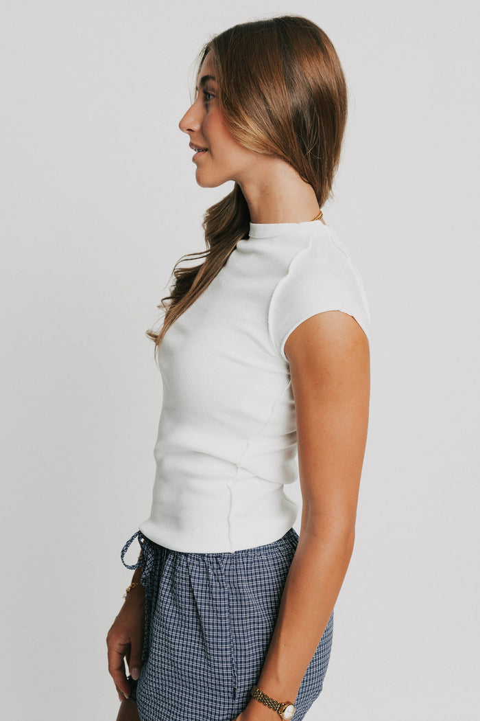 free people ribbed cap sleeve top white side