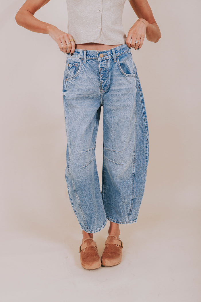 FREE PEOPLE - Good Luck Mid-Rise Barrel Jeans - 7 Colors!