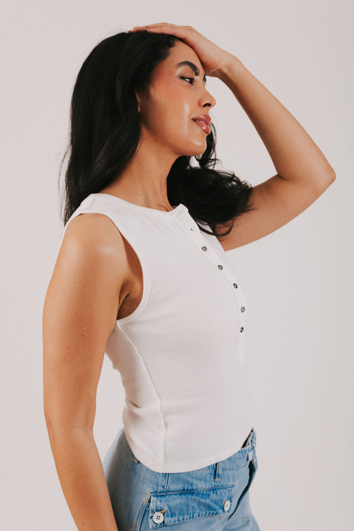 free people white button tank side 2