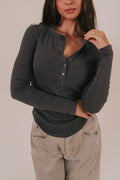 free people henley long sleeve top black
