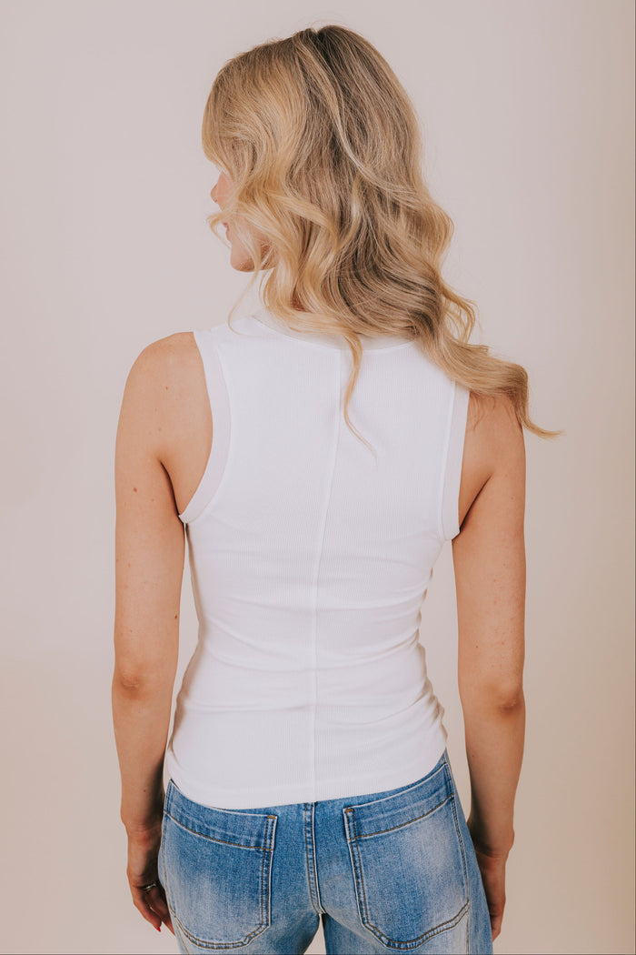 free people off white raw edge scoop neck tank back