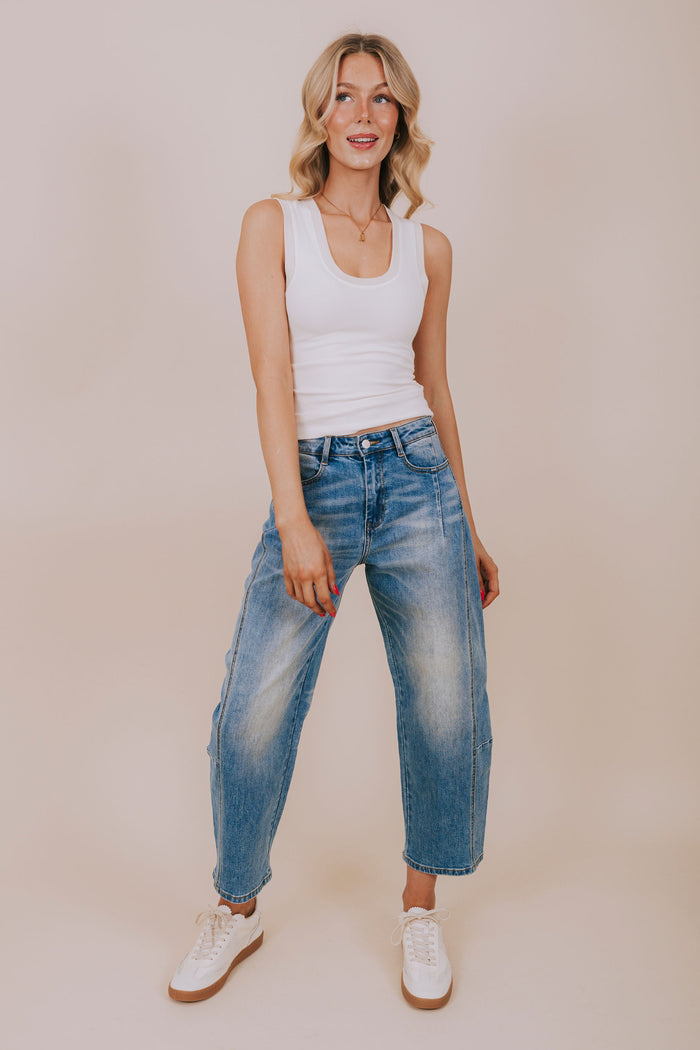 free people off white raw edge scoop neck tank full