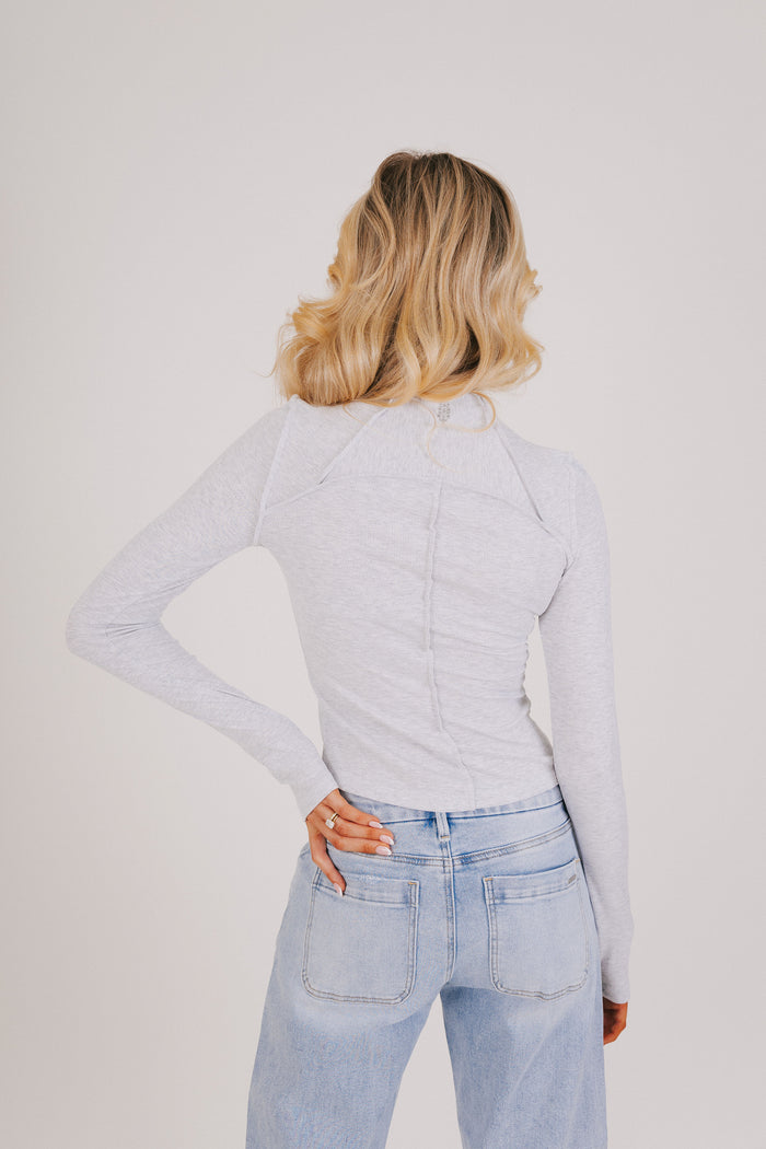 free people athletic long sleeve top grey back