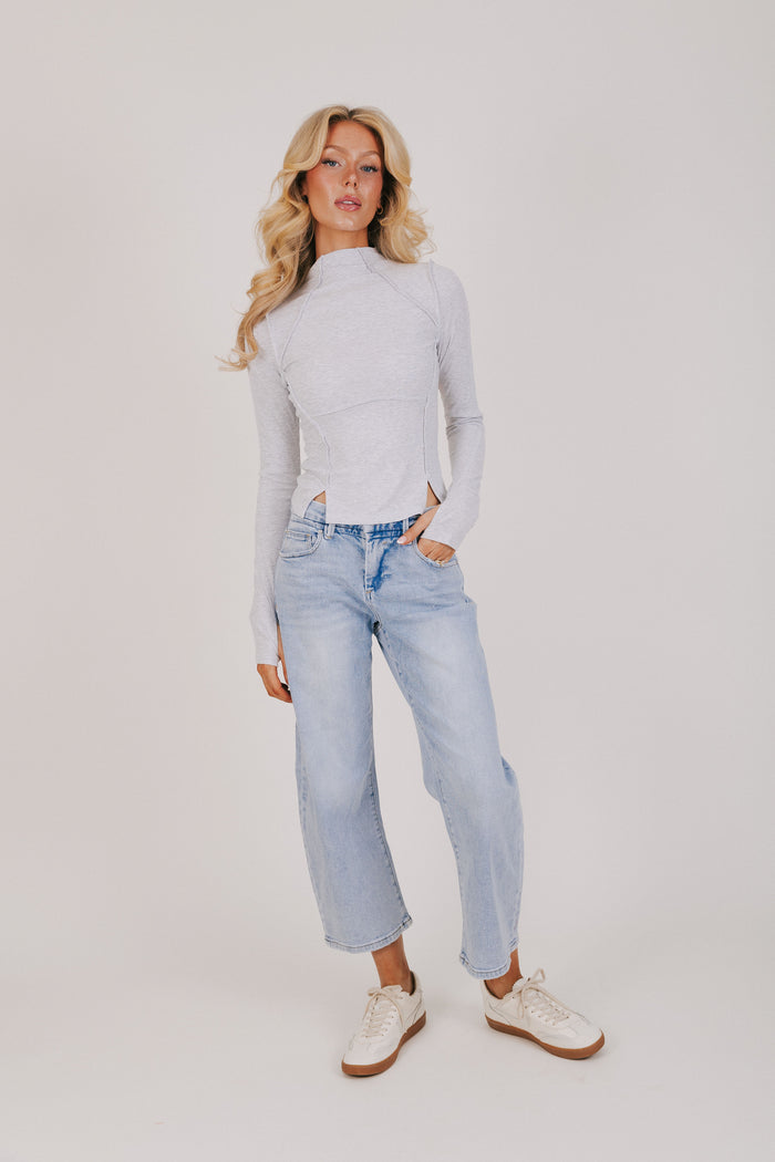 free people athletic long sleeve top grey full
