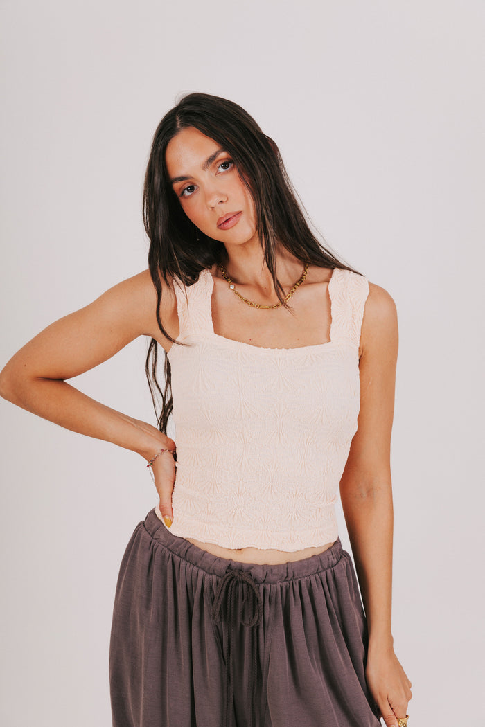 free people floral printed square neck tank pink