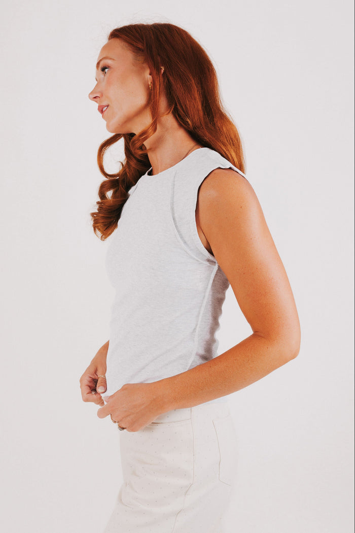 free people love my twist muscle tank grey
