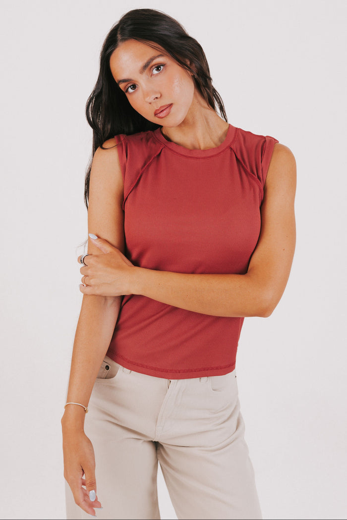 free people love my twist muscle tank red front