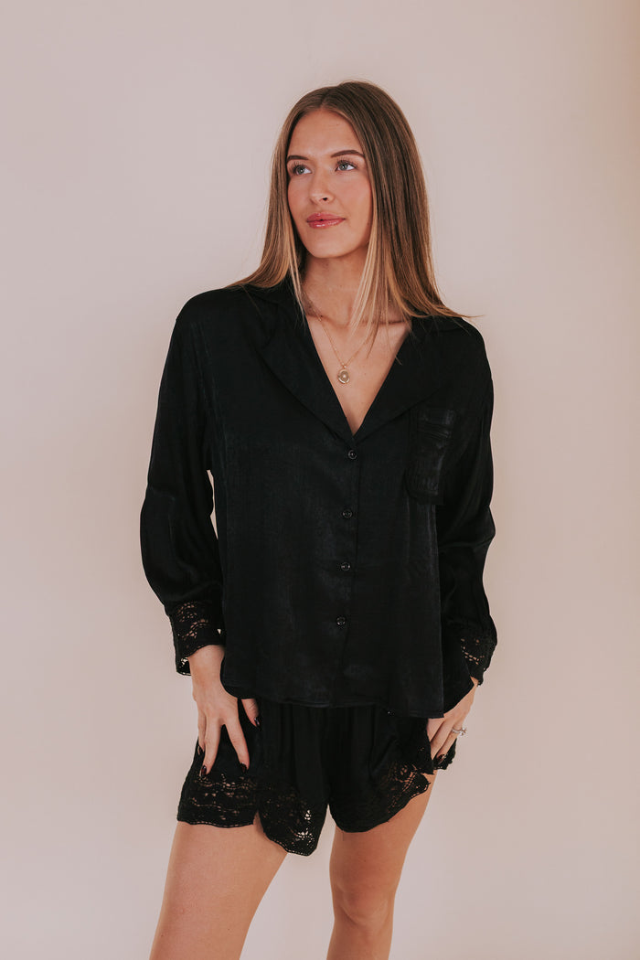FREE PEOPLE - Midnight Muse Sleep Shirt by Free People in Black