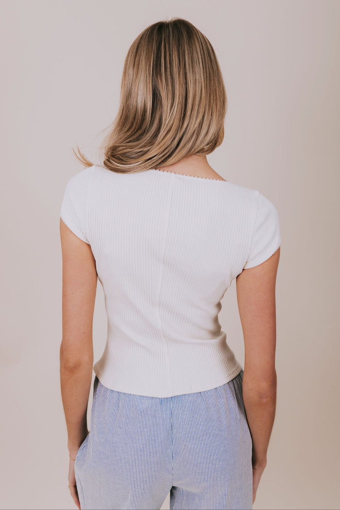 button front ribbed top Free People back