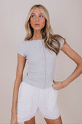 button front ribbed top Free People grey front