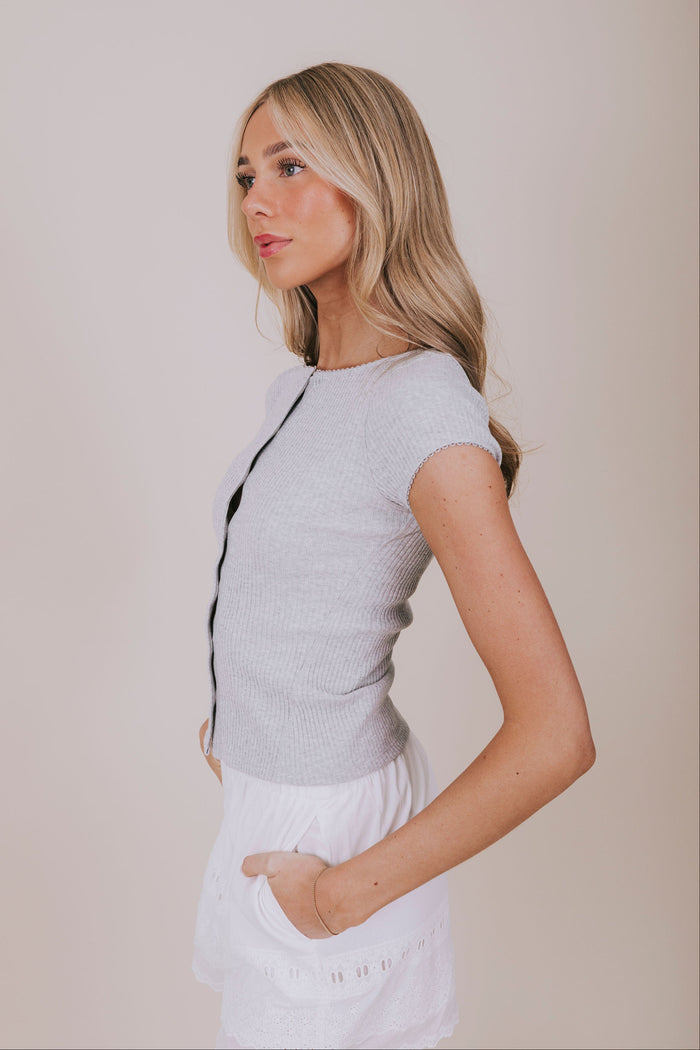 button front ribbed top Free People grey side