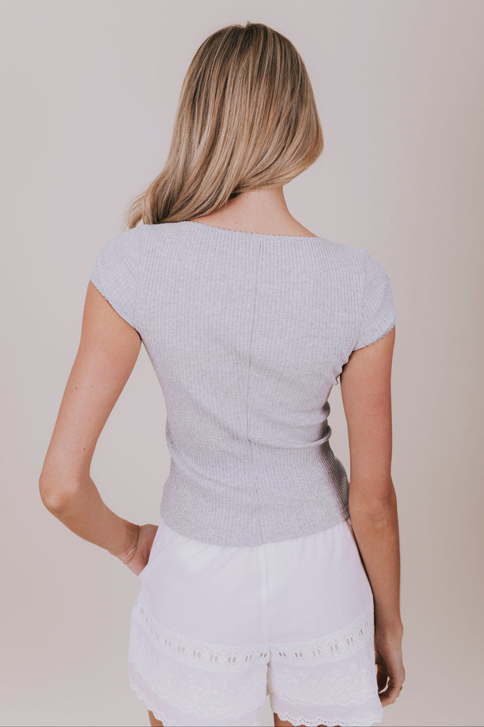 button front ribbed top Free People grey back