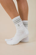 FREE PEOPLE - Movement Logo Stripe Tube Socks by Free People in White and Steel