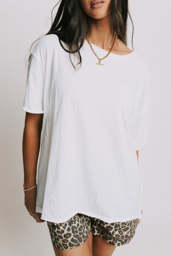 free people nina oversized boxy white tee front