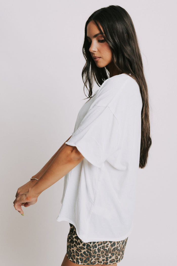 free people nina oversized boxy white tee side