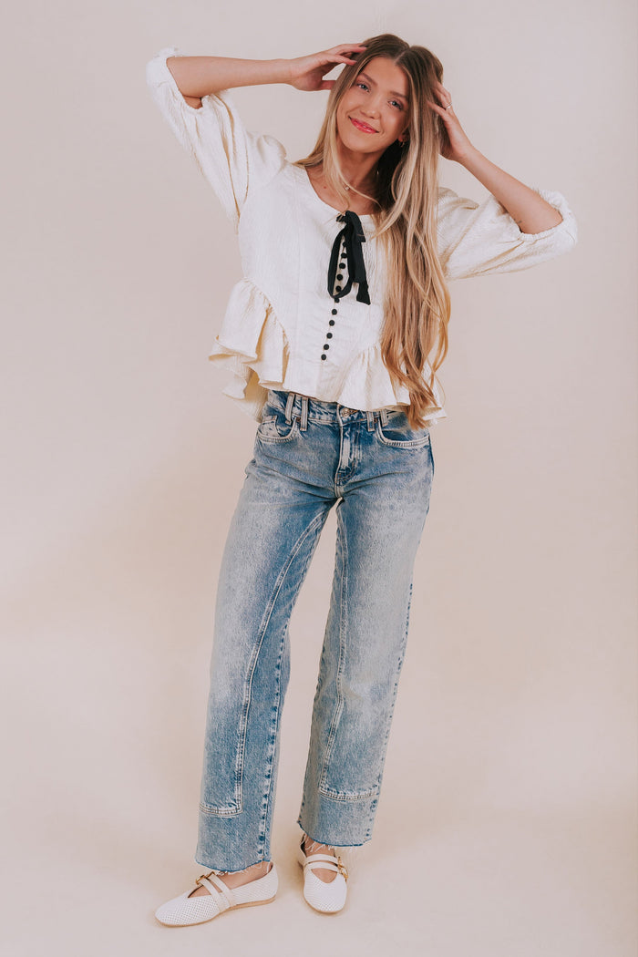 FREE PEOPLE - Pamela Bow Top by Free People in White Alyssum