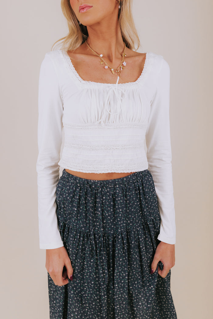 FREE PEOPLE - Scarlet Smocked Long Sleeve by Free People in Clean Ivory