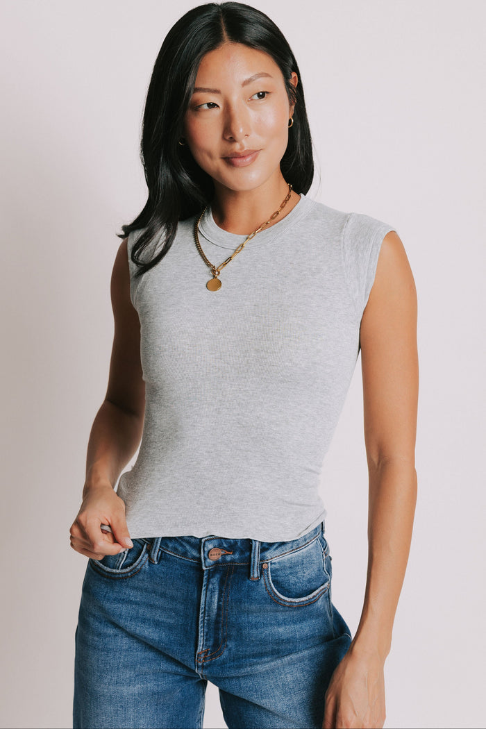 free people so soft seamless baby tee grey front