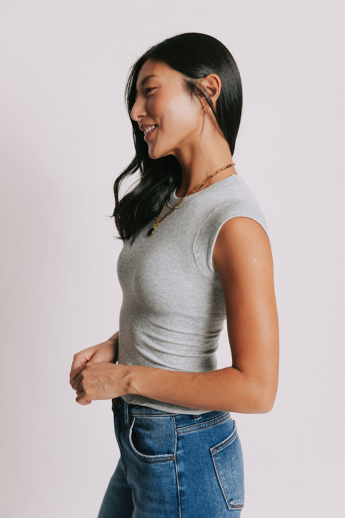 free people so soft seamless baby tee grey side