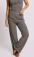 multi striped lounge pants with button details