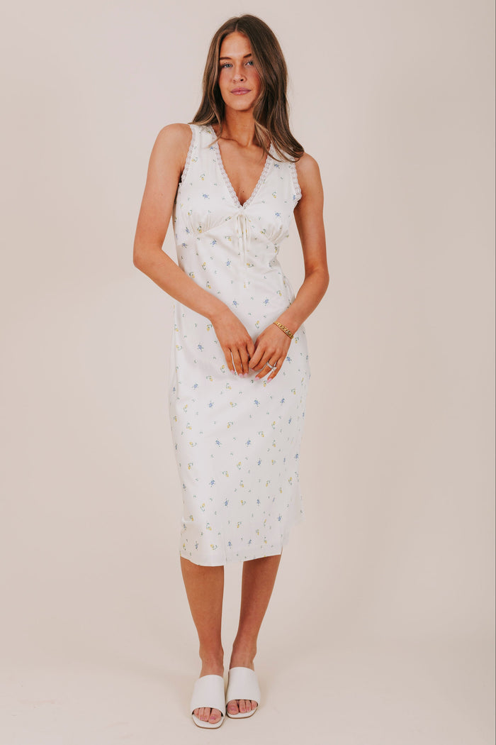 blue yellow ivory floral satin lace midi lace dress full