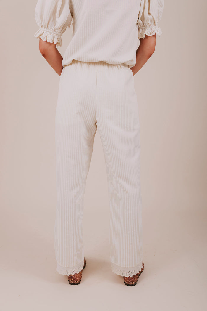 vertical stripe ivory eyelet pants back