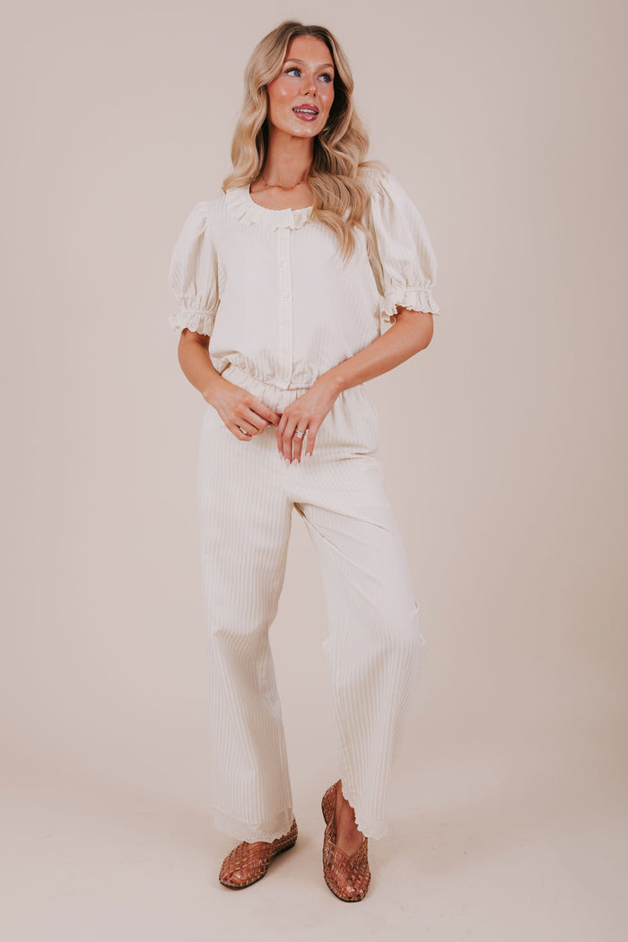 vertical stripe ivory eyelet blouse full