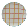 Round ceramic plate with plaid pattern