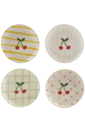 HAZEL MAZEL - Hand-Painted Stoneware Plate w/ Pattern Cherries - 4 Colors