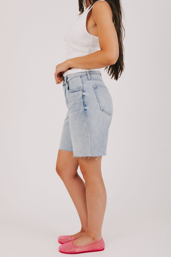 raw hem denim jorts side