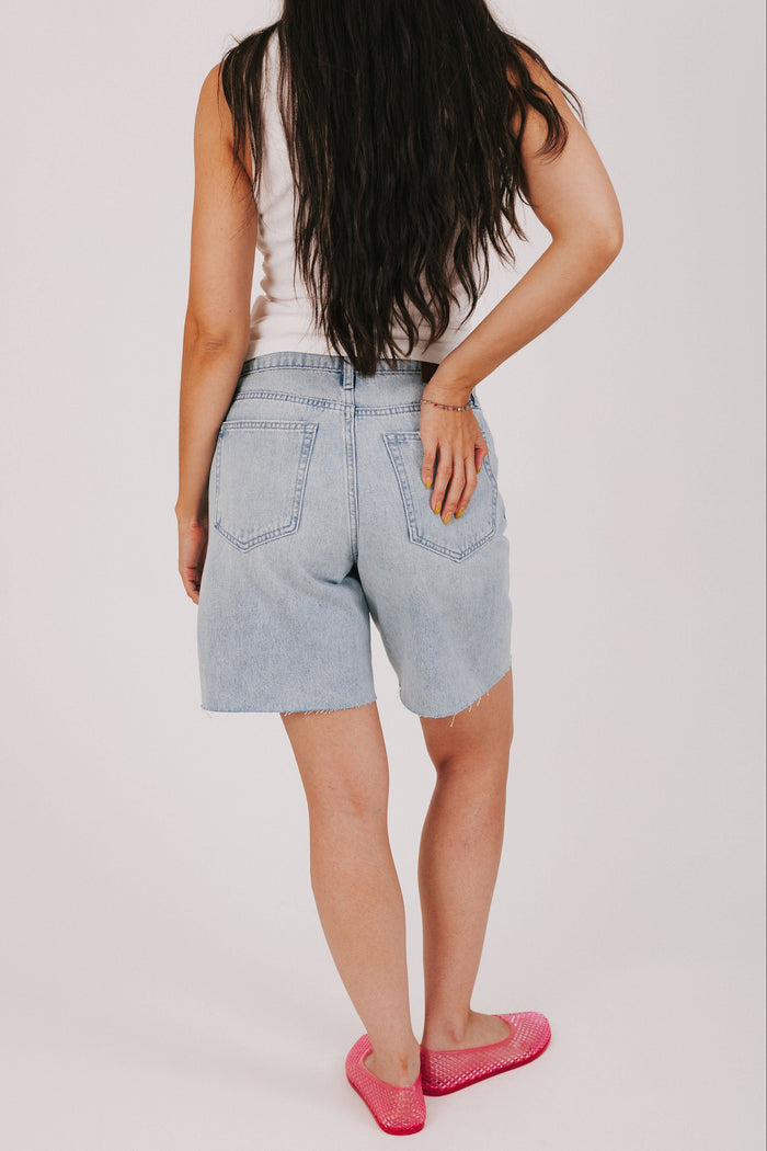 raw hem denim jorts back
