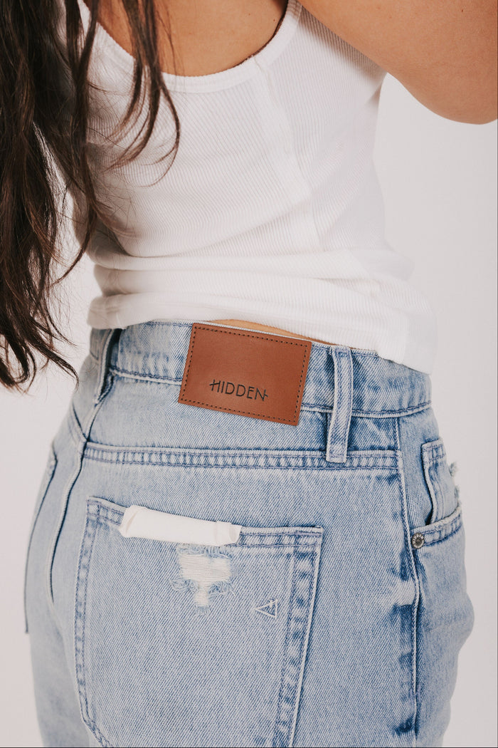 raw hem denim jorts waistline