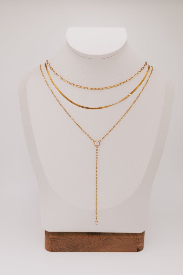 layered chain necklace with stone detail