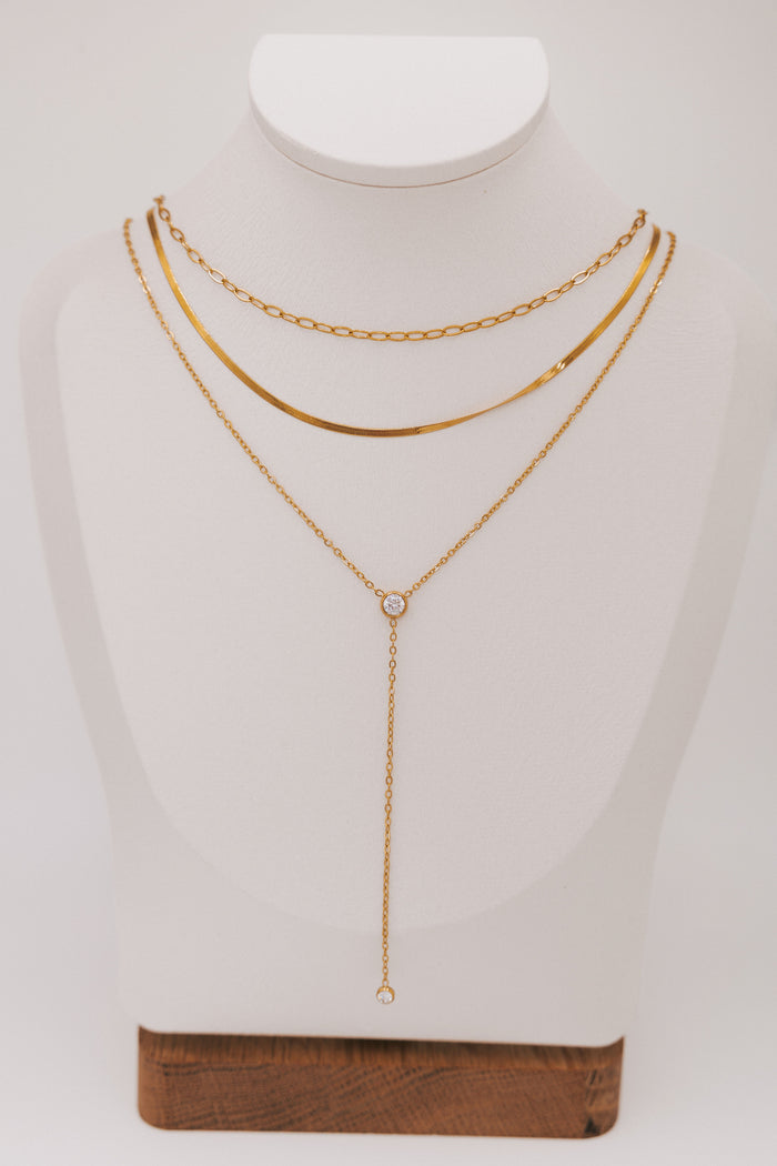 layered chain necklace with stone detail