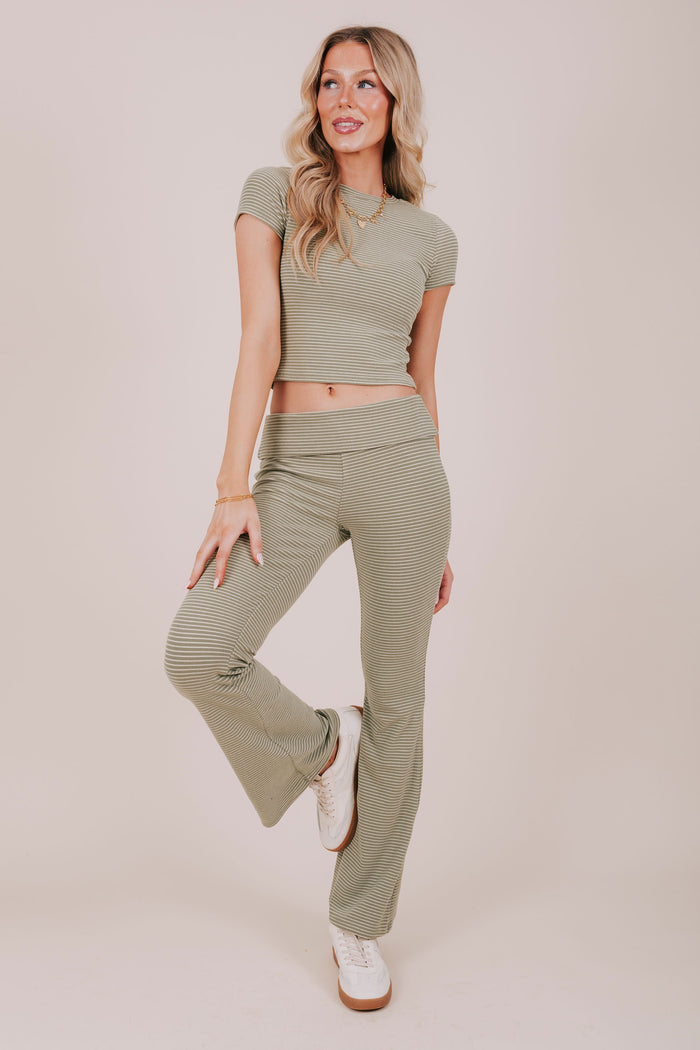 green stripe loungewear tee full