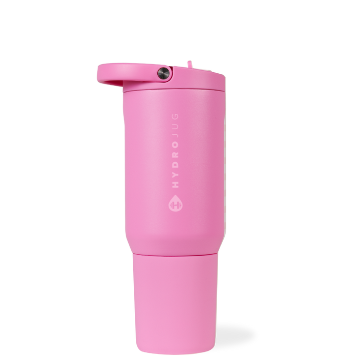 Pink HydroJug tumbler on a white background